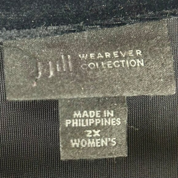 J Jill Wearever‎ Velvet Shift Dress Women Plus 2X Black 3/4 Sleeve Flounce Hem - Picture 8 of 8